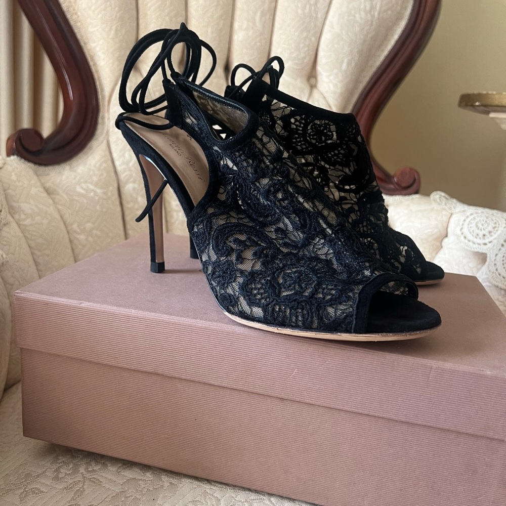 Gianvito Rossi Black Lace Heels